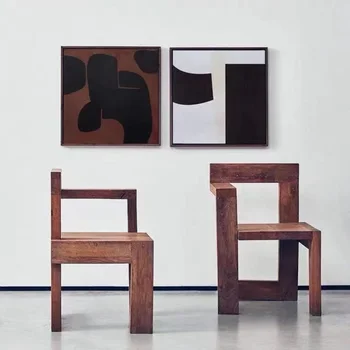 כיסא הטרקלין ריהוט מותאם אישית עיצוב אמנותי אוכל עץ מלא על הכסא אור פשוט יוקרה יחיד פנאי הכיסא משענת גב משענת יד